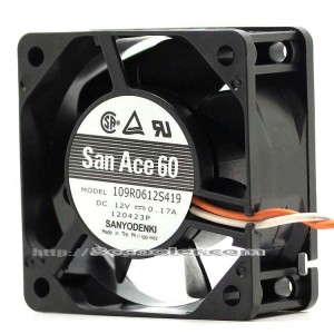 Sanyo 6CM 6025 109R0612S419 DC12V 0.17A 2 Wires 2 Pins Case Fan