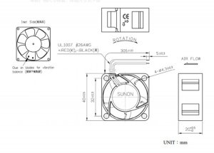 Sunon 4020  MF40201VX-1000C-A99 12V 1.06W 2 Wires Silent Cooling Fan 40x20mm