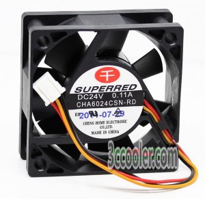 Superred 6CM 6025 CHA6024CSN-RD 24V 0.11A 3 Wires 3 Pins Case Fan for FUNAC