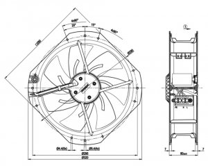 ebmPAPST 250MM W2E250-HJ28-09 230V 1.8A Axial Cooling Fan 250x80mm for Cabinet/Converter