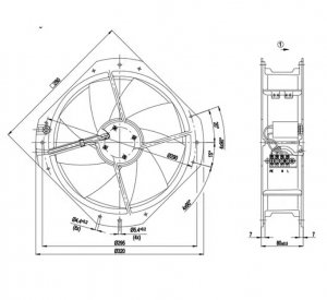 ebmPAPST W2E250-HL06-01/G03 230V 0.56A 127W 2550RPM Axial Cooling Fan 280x80mm