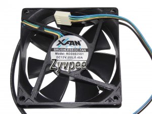 Xfan 8025 RDD8025S1 12V 0.4A 4 wires 4 pins case fan,8cm cpu cooler