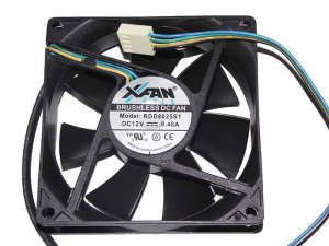 Xfan 8025 RDD8025S1 12V 0.4A 4 wires 4 pins case fan,8cm cpu cooler
