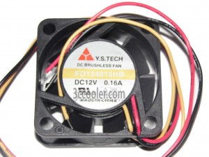 Y.S.TECH 4015 40*15mm FD124015HB 12V 0.16A 3 Wires Case fan 4CM mini cooler