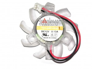 Y.S.TECH YD124510HB 12V 0.13A 2 Wires 2 Pins Frameless VGA Fan