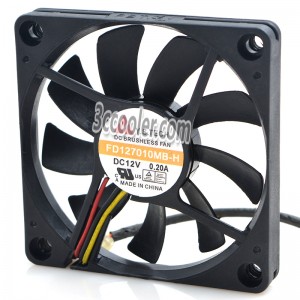 Y.S.TECH 7CM 7010 FD127010MB-H 12V 0.2A 3 Wires PWM Case fan