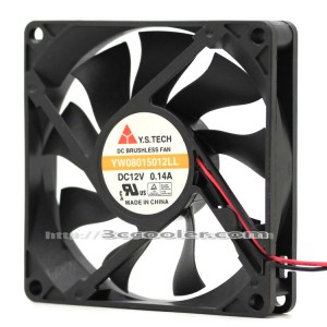 Y.S.TECH 8015 8CM YW08015012LL 12V 0.14A 2 Wires 2 Pins Case Fan