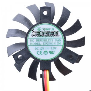 DFS500912M Young Lin 12V 1.6W 3 Wires IPC Cooler Fan, Video Fan