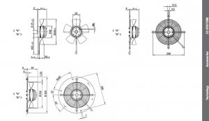 ebmPAPST W2E250-CE65-01 230V 50/60Hz 0.51/0.74A 115/165W 4uF 400VDB IP44 axial fan