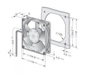 ebmpapst 12CM 12032 4314M 24V 110mA 2 Wires Axial Cooler Fan